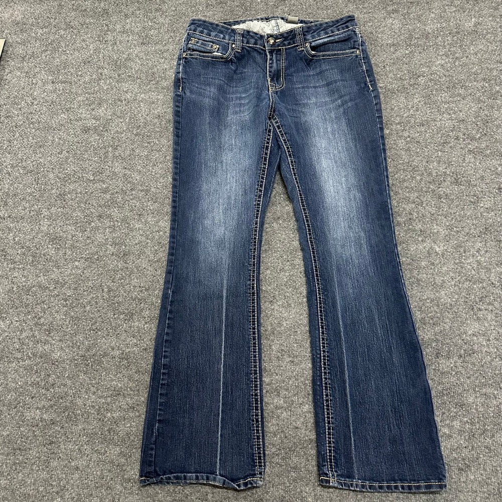 ND Weekend Jeans Womens Size 12 Blue Bootcut Embellished Pocket Stretch Denim